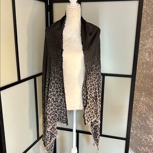 Calvin Klein Black to Beige Ombre Leopard Print Wrap Scarf